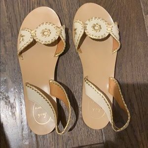 Jack Rogers leather cream and gold sandals